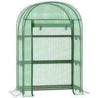 Foliengewächshaus Balkon mit 4 Ablagen Mini Gewächshaus Treibhaus Tomatenhaus Pflanzenhaus Frühbeet Metall Grün 80 x 49 x 120 cm