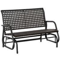 Polyrattan Schaukelbank 2-Sitzer Outdoor Terrasse Garten Loveseat Gartenschaukel mit Rückenlehne Sitzbank Parkbank Grau 70 x 120 x 84 cm