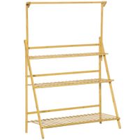 Blumentreppe aus Holz Pflanzenständer Leiterregal einstellbare Hängehöhe Blumenständer hängende Bamboo Natur innen draußen 100 x 40 x 143 cm