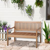 Gartenbank 2-Sitzer aus Holz bis 180 kg Bank mit Rückenlehnen Pappelholz Gelb 126,8 x 62 x 91,3 cm