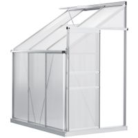 Gewächshaus Aluminium Beistell-Gewächshaus 192 x 127 x 214 cm Gartenhaus mit Fenster Tür Pflanzenhaus inkl. Fundament Treibhaus Tomatenhaus UV-, Witterungsbeständig