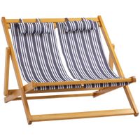 Sonnenliege Doppelliege aus Holz Gartenliege Zweisitzer 3-stufig verstellbare Rückenlehne klappbar Loungemöbel Strand Pool bunt 108 x 105 x 85 cm