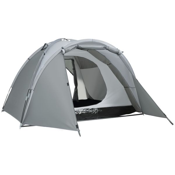 Campingzelt für 2-3 Personen Glasfaser Tür mit Reißverschluss Meshfenster inkl. Transporttasche Kuppelzelt 190T PU2000mm Glasfaser Grau