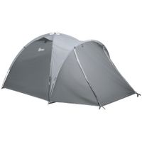 Campingzelt für 2-3 Personen Glasfaser Tür mit Reißverschluss Meshfenster inkl. Transporttasche Kuppelzelt 190T PU2000mm Glasfaser Grau