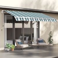 Gelenkarmmarkise 395 cm mit Handkurbel Sonnenschutz Wandmontage Balkon Alu Weiß+Grün 395 x 245 cm