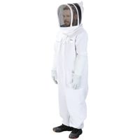 Imkeranzug aus Baumwolle Imkerei Anzug Schutzbekleidung mit Schleier Ziegenlederhandschuhe Weiß XXXL Unisex