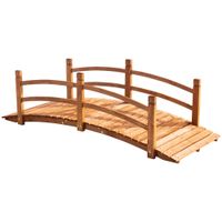 Gartenbrücke mit Geländer aus Massivholz - Orange