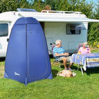 Pop up Toilettenzelt Mobiles Camping Duschzelt Umkleidezelt mit Innentasche Duschkabine Umkleidekabine Wasserfest Polyester Dunkelblau 120 x 120 x 190 cm