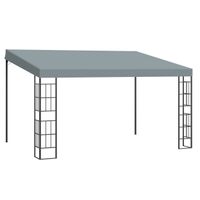 Pergola 4 x 3 m Gartenpavillon Pavillon Überdachung Zelt Metall Polyester Grau