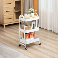 Küchenwagen mit großem Stauraum und Deckel für Küchen und Büro Stahl Weiß 45 x 31 x 79,4 cm
