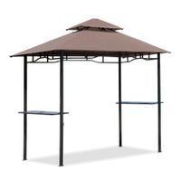Grillpavillon Gartenzelt Grill Pavillon Doppeldach 2,55m Kaffeebraun