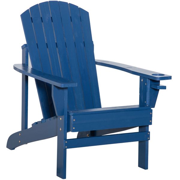 Adirondack-Gartenstuhl mit Becherhalter Gartenliege Balkonstuhl Massivholz Blau 97 x 72,5 x 93 cm