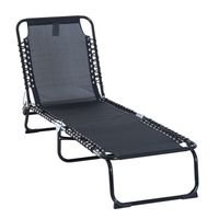 Sonnenliege faltbar Gartenliege Klappliege Garten 4-stufige Rückenlehne verstellbar Stahl Mesh-Stoff Schwarz 197 x 58 x 76 cm