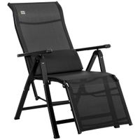 Sonnenliege Liegestuhl Gartenliege 9 Positionen verstellbar Schwerelosigkeit Liege Textilene Stahl Schwarz 70 x 65 x 111 cm