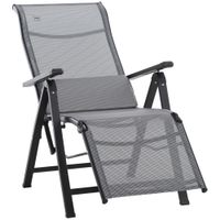 Sonnenliege Liegestuhl Gartenliege 9 Positionen verstellbar Schwerelosigkeit Liege Textilene Stahl Schwarz+Grau 70 x 65 x 111 cm