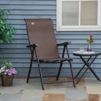 Polyrattan Gartenstuhl klappbar Rückenlehne 7 stufig Braun+Schwarz 58x71x111cm