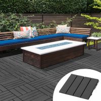 9er Set Terassenfliesen Balkon Patio 30x30 cm Bodenbelag Innen Außen Kunststoff Schwarz