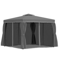 Gartenpavillon Pavillon 2,96 x 2,96 mit Doppeldach Moskitonetz Alu