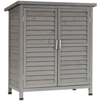 Gartenschrank Holz Gerätehaus Geräteschuppen Geräteschrank Holzhütte Pultdach Bitumenpappe Lamellentüren Grau 87 x 46,5 x 96,5 cm