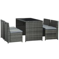 5tlg. Polyrattan Gartenmöbel Rattan Essgruppe Gartenset Grau