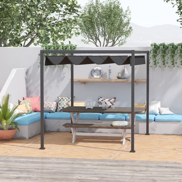Pergola Pavillon Terrassenüberdachung mit Schiebedach Polyester Schwarz 298 x 213 x 222 cm