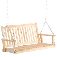 Gartenschaukel für 2 Personen Schaukelbank Hängebank Massivholz Patio Terrasse Hinterhof Natur 117 x 69 x 60 cm