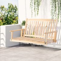 Gartenschaukel für 2 Personen Hängebank Massivholz Patio Terrasse Hinterhof Natur 117 x 69 x 60 cm