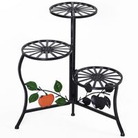 Blumentreppe Pflanzenregal 3 Ablagen Pflanzenständer Retro-Design Deko Metall Schwarz 64 x 45 x 56 cm