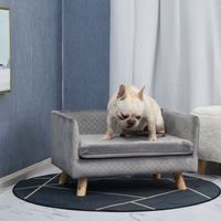 Hundesofa mit Holzbeinen Hundebett für kleine Hunde bis zu 8 kg Grau