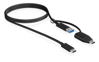 IB-CB034, USB-C zu USB-A Kabel + USB-A zu USB-C Adapter, 100 cm, USB 3.2 (Gen 2) 10 Gbit/s, schwarz