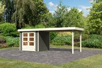 Gartenhaus "Kinzig A" terragrau mit Anbaudach