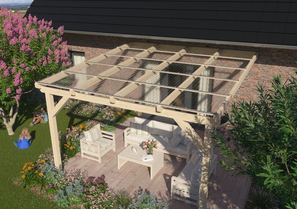 Terrassenüberdachung Komplettset - "TEJEMACRO klar 5320 x 6000 mm"