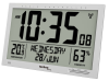 WS 8013 - digitale, moderne Designer XL Funkwanduhr, schlanker Rahmen, Temperaturanzeige, JUMBO LCD Display, 37 cm x 27 cm, silber