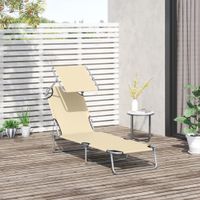 Sonnenliege Gartenliege Wellnessliege Strandliege klappbar mit Sonnenschutz Beige 187 x 58 x 36 cm