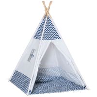 Kinder Teepee Tipi Zelt Indoor Outdoor Kinderspielzelt Spieltipi mit Kissen Polyester Kieferholz Lesen Spielen Ausruhen 3-6 Jahren Weiß 120 x 120 x 155 cm