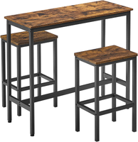 Bartisch + Barhocker, 100x40x90cm/30x40x65cm, Rustikales Braun