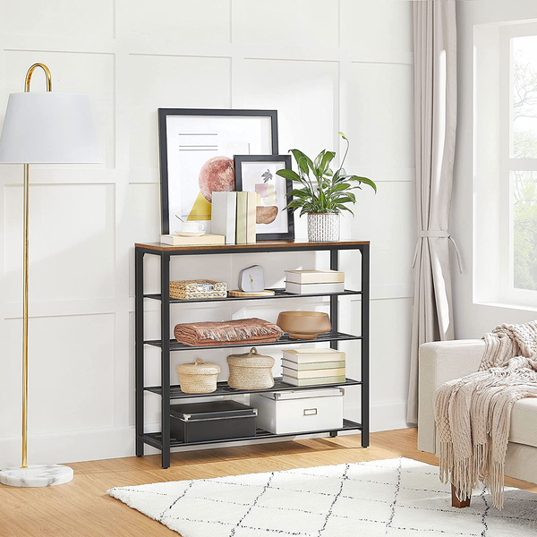 Schuhregal, 100x30x92.5cm, Rustikales Braun