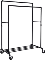 Kleiderständer, 100x59x146—162cm, Schwarz