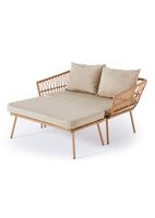 Liegesofa MARIANE Gartenliege 2-Sitzer inkl. Hocker braun/cream