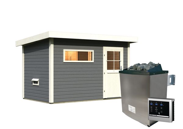 Saunahaus Seve SET terragrau 9kW Ofen