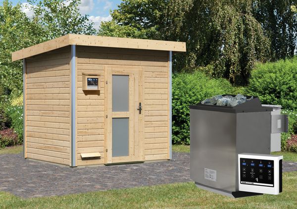 Saunahaus Heme SET naturbelassen 9kW Bioofen