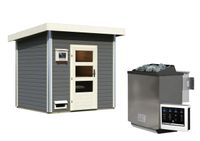 Saunahaus Heme SET terragrau 9kW Bioofen