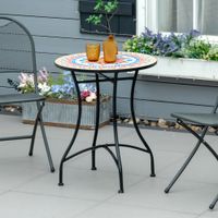 Gartentisch Mosaiktisch rund Bistrotisch aus Keramik Metall Rot+Blau+Weiß Ø60 cm