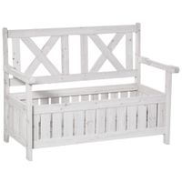 Sitzbank mit Stauraum 2-Sitzer Gartentruhe Truhenbank Kissentruhe Aufbewahrung Weiß 115 x 61 x 85 cm