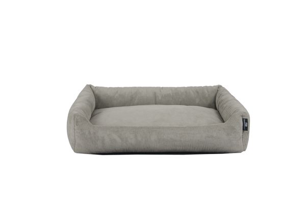 Tierbett Cordstoff fein grau