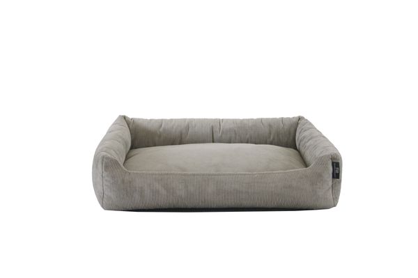 Tierbett Cordstoff fein grau
