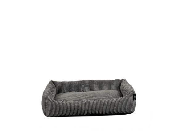 Tierbett Cordstoff breit grau