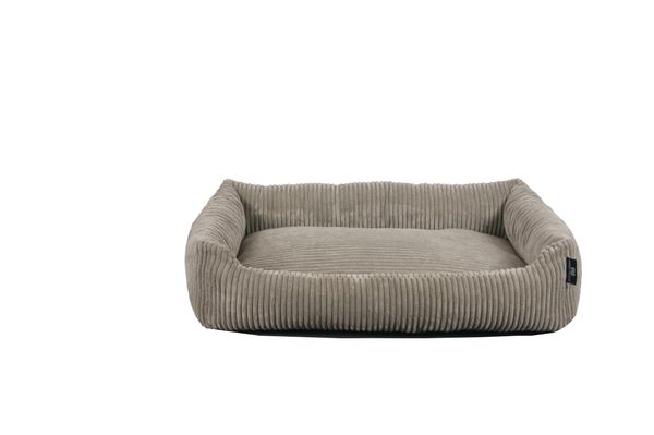 Tierbett Cordstoff breit taupe