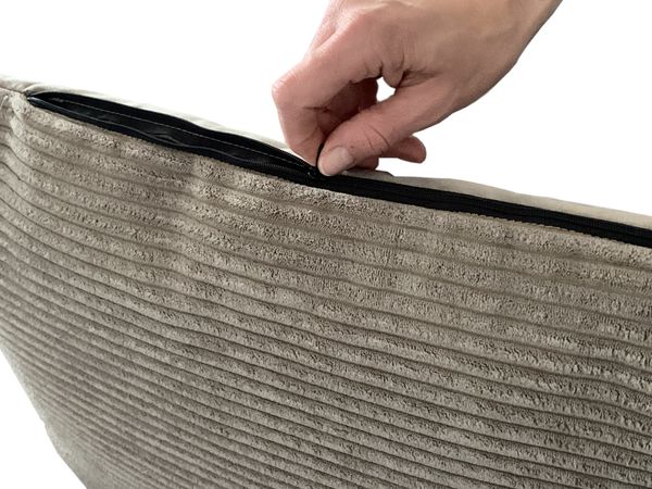 Tierbett Cordstoff breit taupe