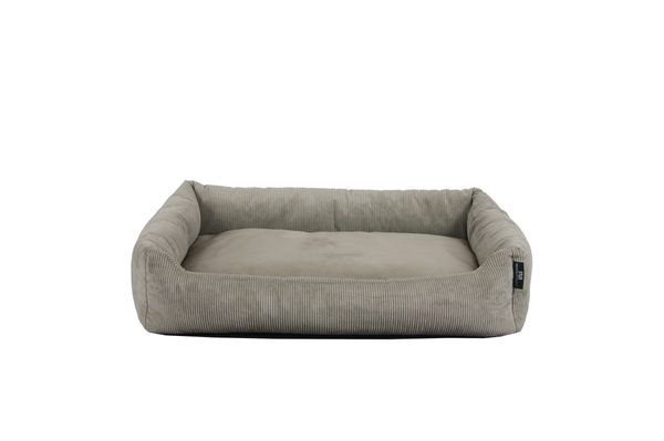 Tierbett Cordstoff fein taupe